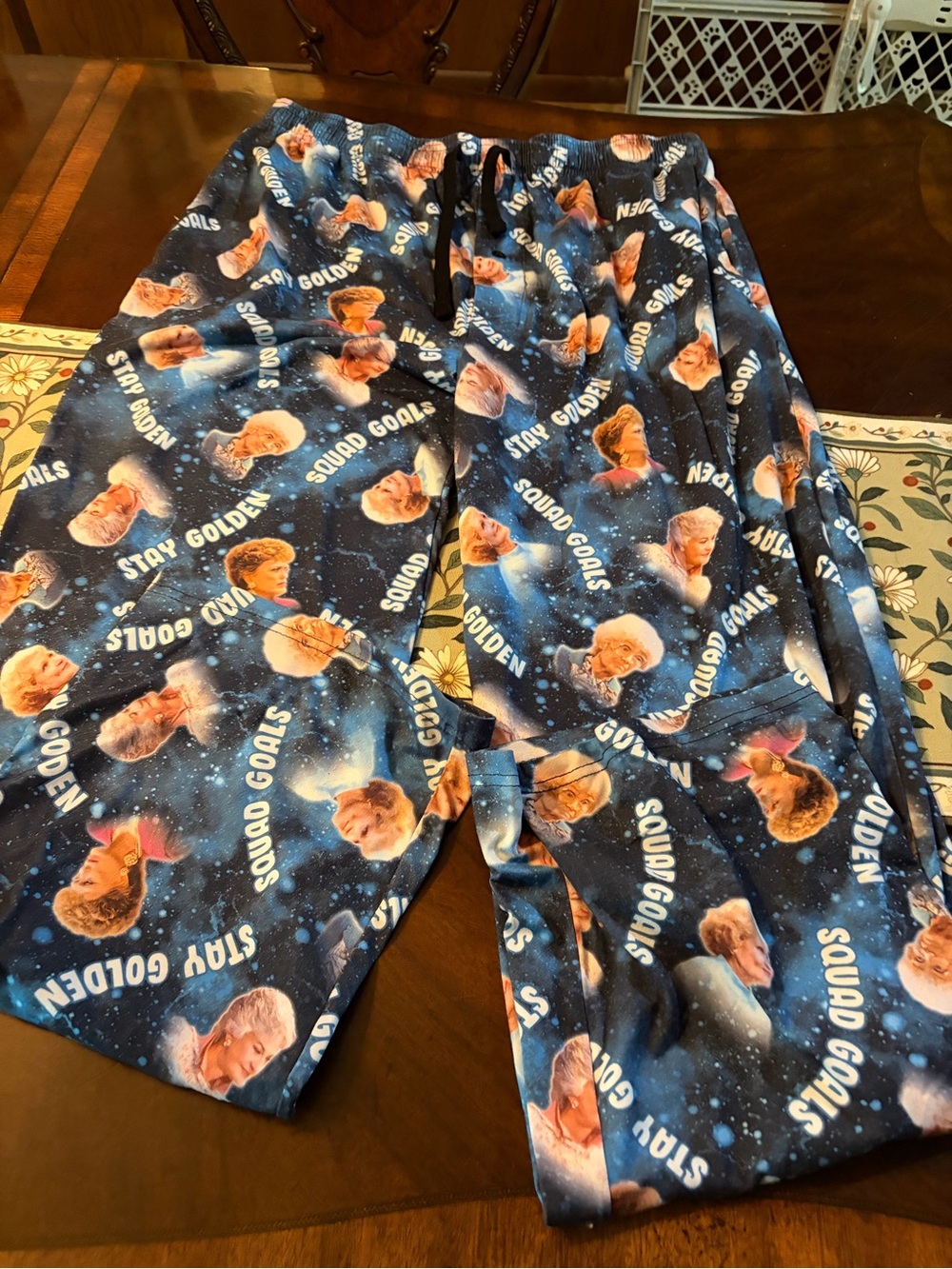 Cacique Navy Blue Galaxy 'Stay Golden' & 'Squad Goals' Printed Pajama Bottoms
